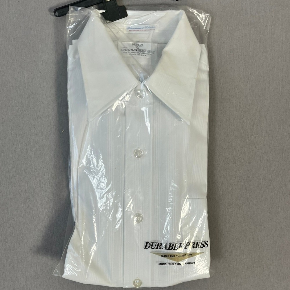Ramrod Men's Shop Dress Shirt 15.5-32 Poly Cotton White Vintage NIP